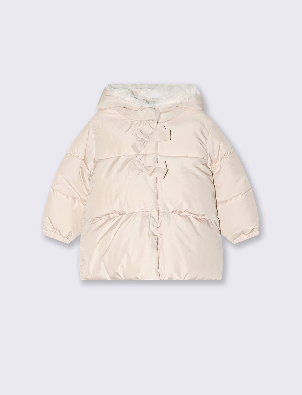 Warm jacket with bows and hood - Beige