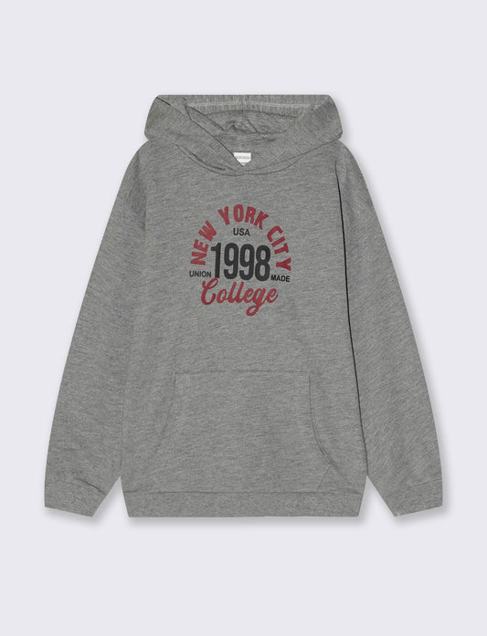 Felpa con cappuccio e stampa originale - Grigio chiaro mel.