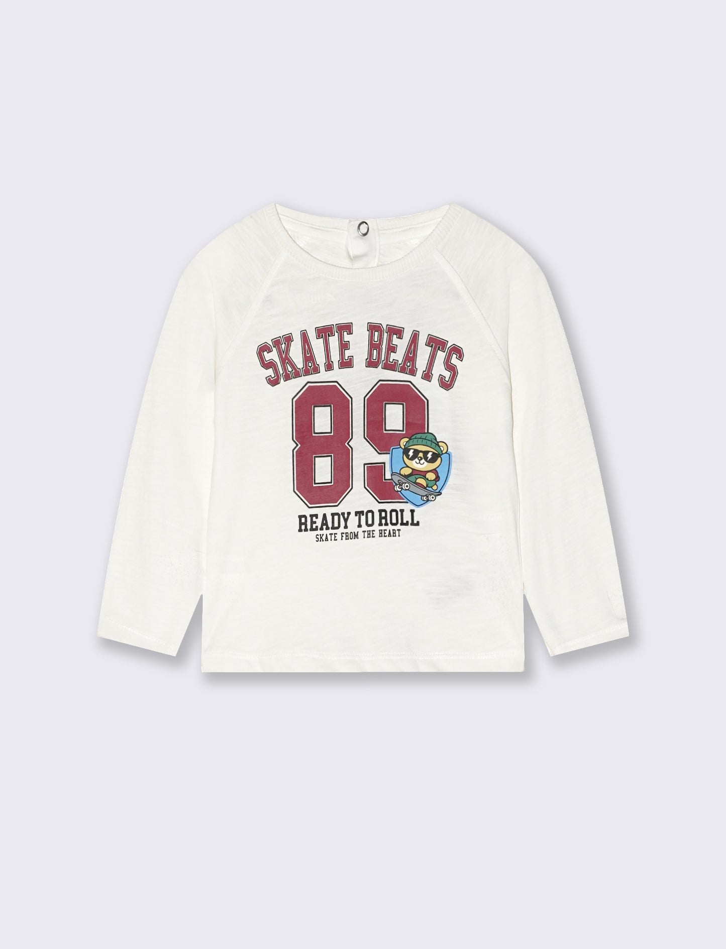 T-shirt neonato manica raglan con stampa - Bianco latte