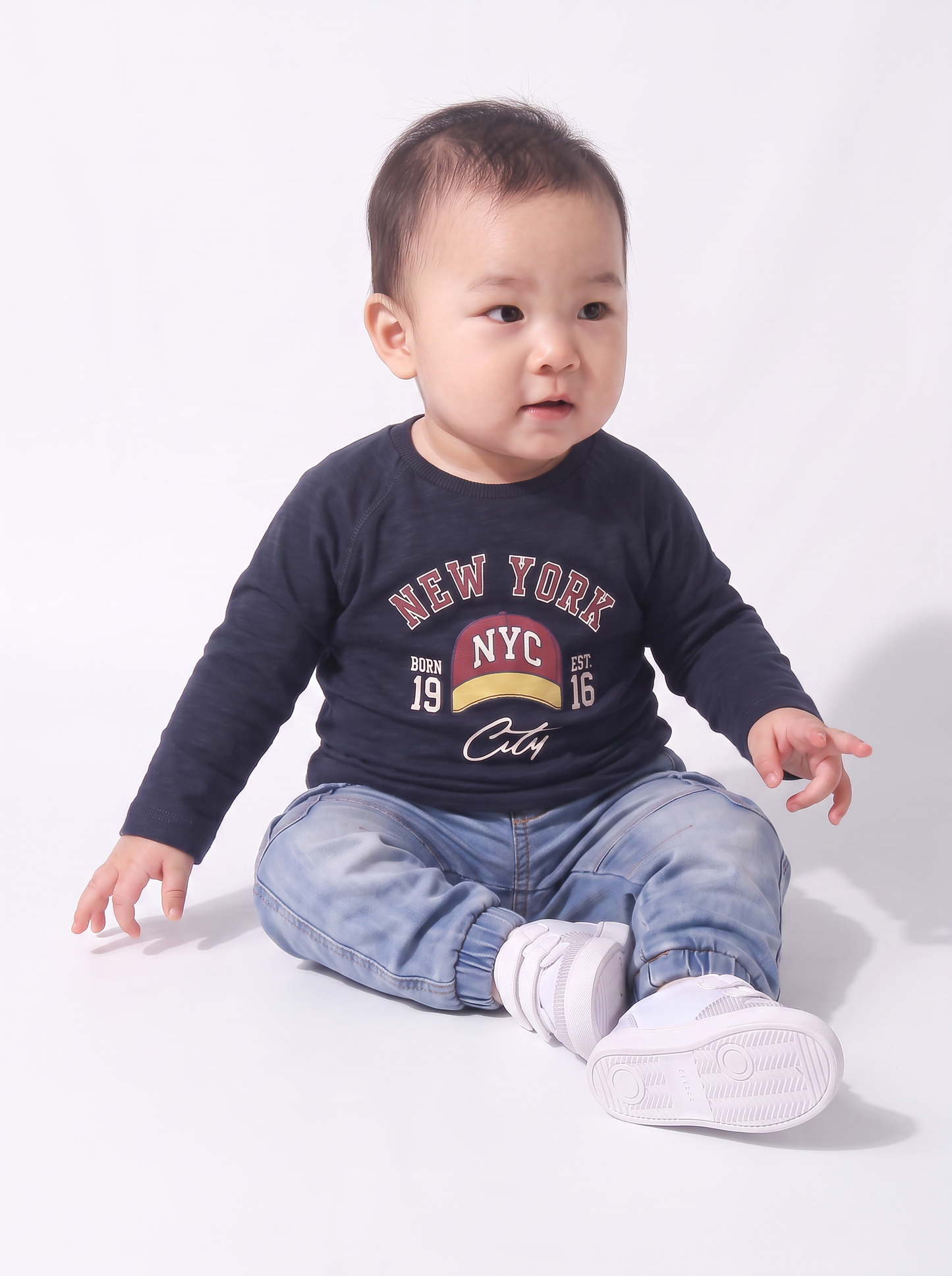 Raglan Sleeve Baby T-Shirt with Print - Blue