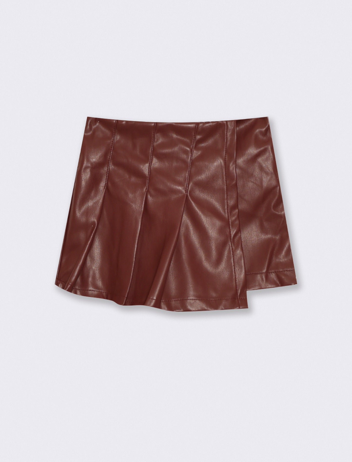Pantaloncino in finta pelle con pieghe - Bordeaux