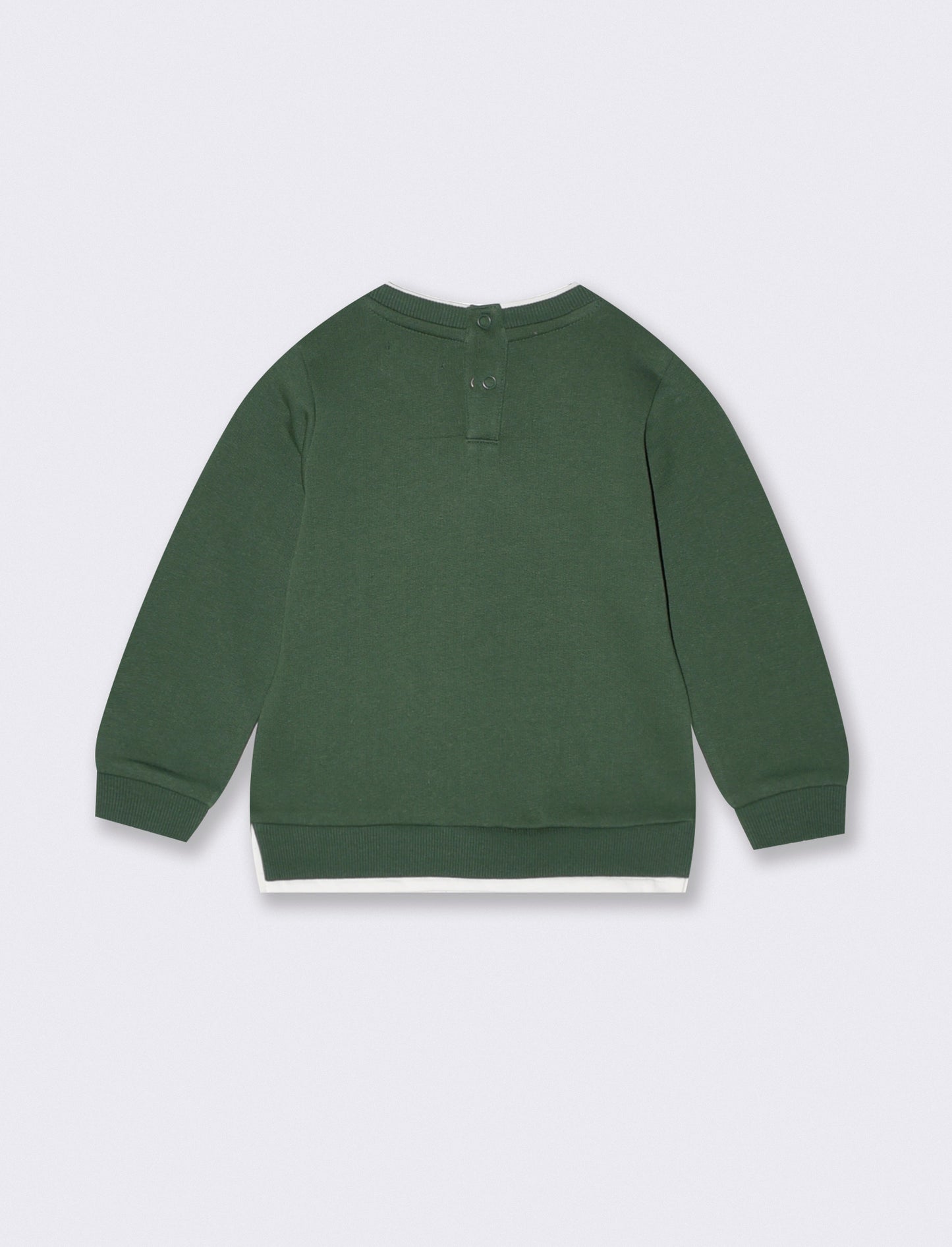 Felpa girocollo con ricamo e inserti - Verde abete