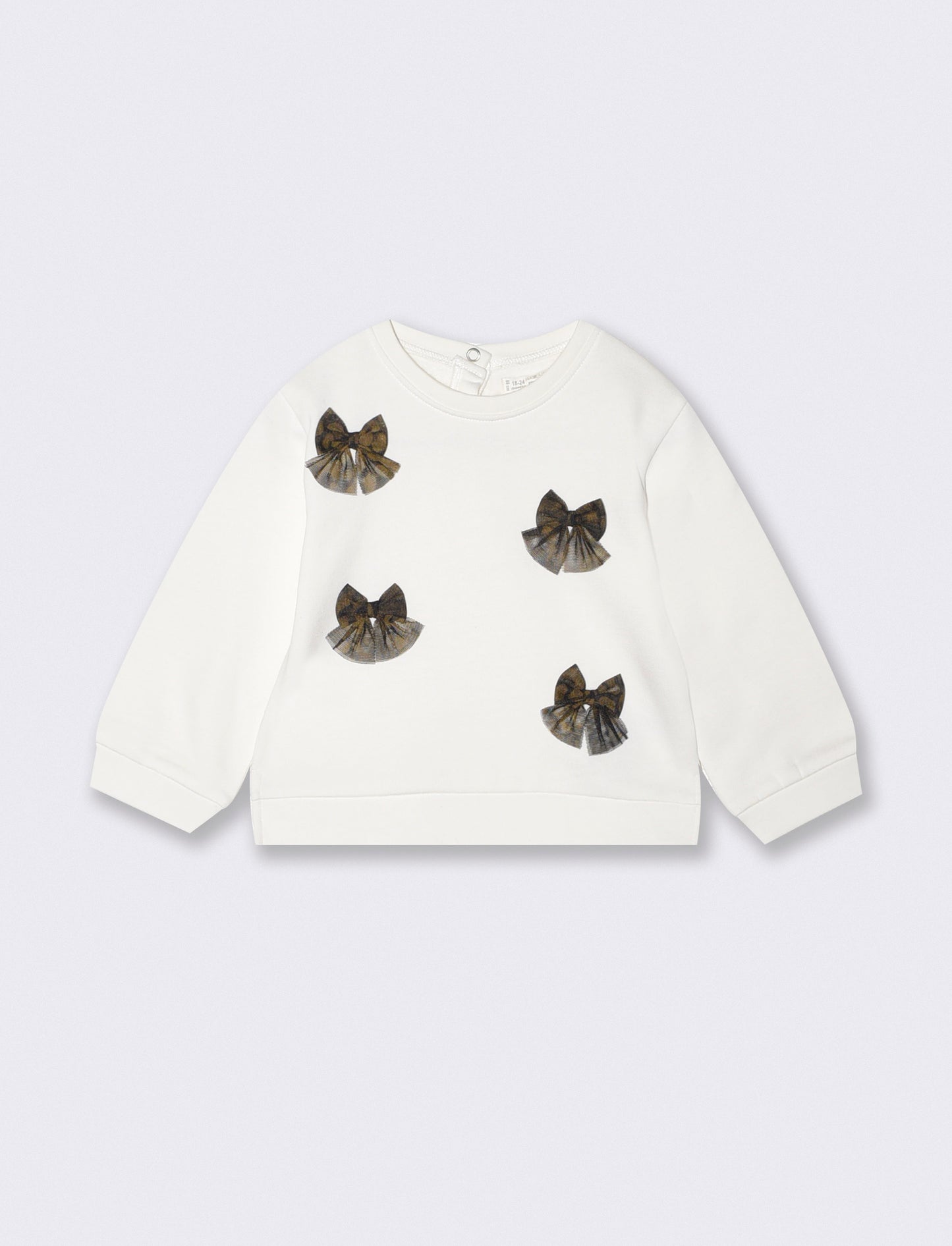 Printed Bow Crewneck Sweatshirt - White
