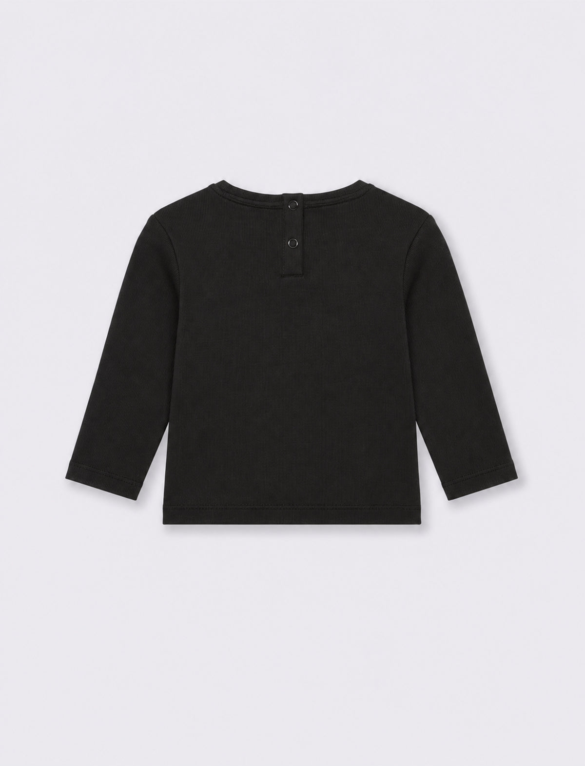 T shirt manica lunga con orsetto ricamato - Nero