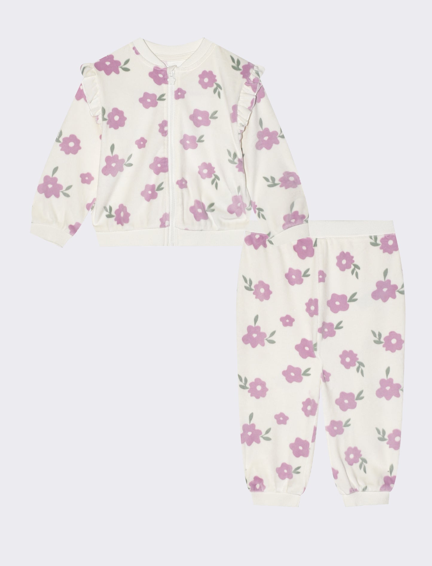 Velour jumpsuit with print for a casual look - White