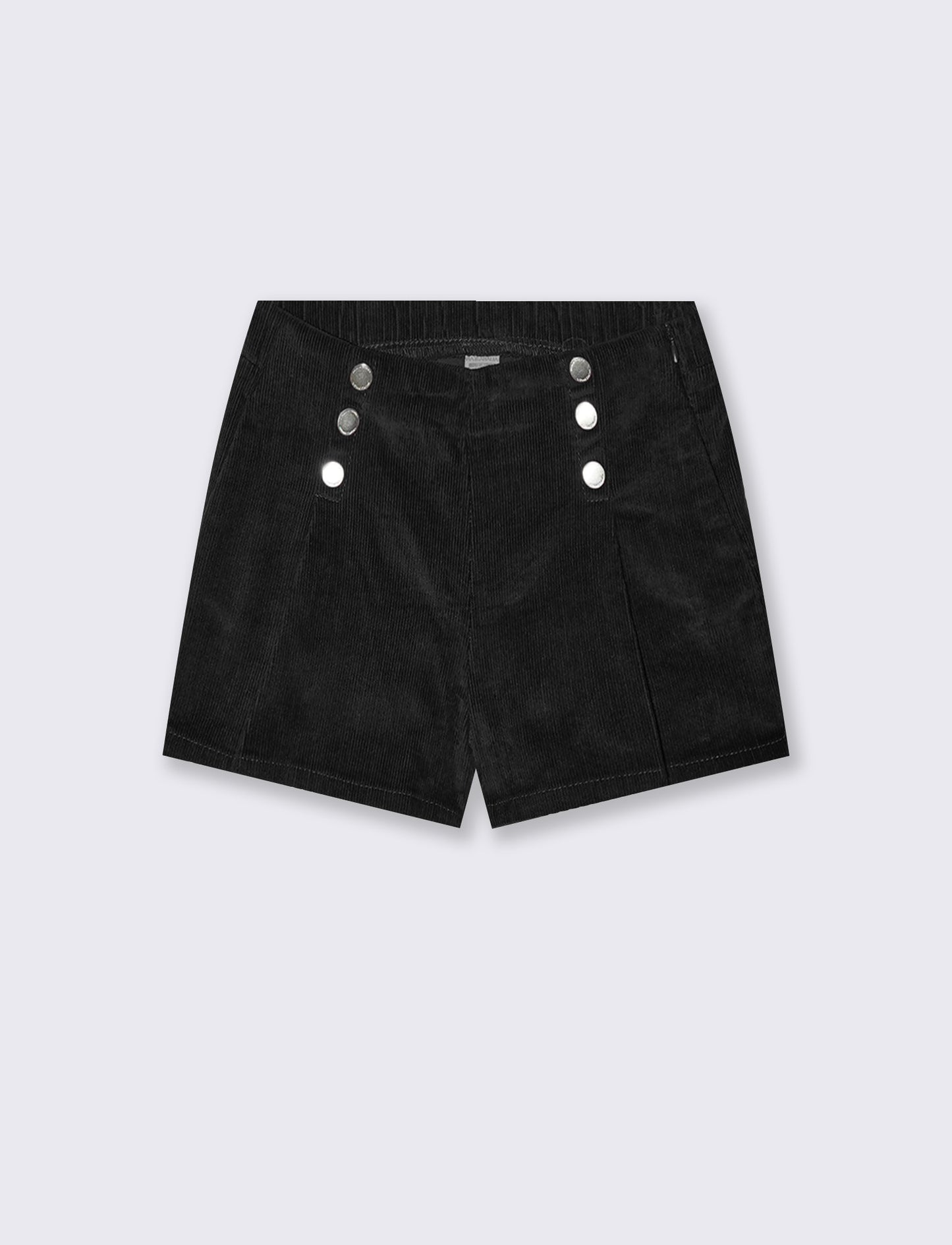 Short in velluto elastico con tasche e pieghe - Nero