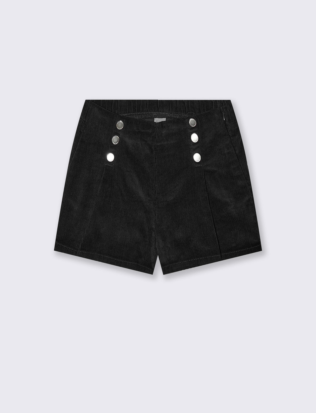 Short in velluto elastico con tasche e pieghe - Nero
