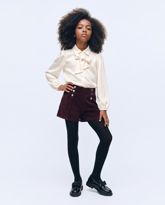 Velvet stretch shorts with pockets and pleats - Red