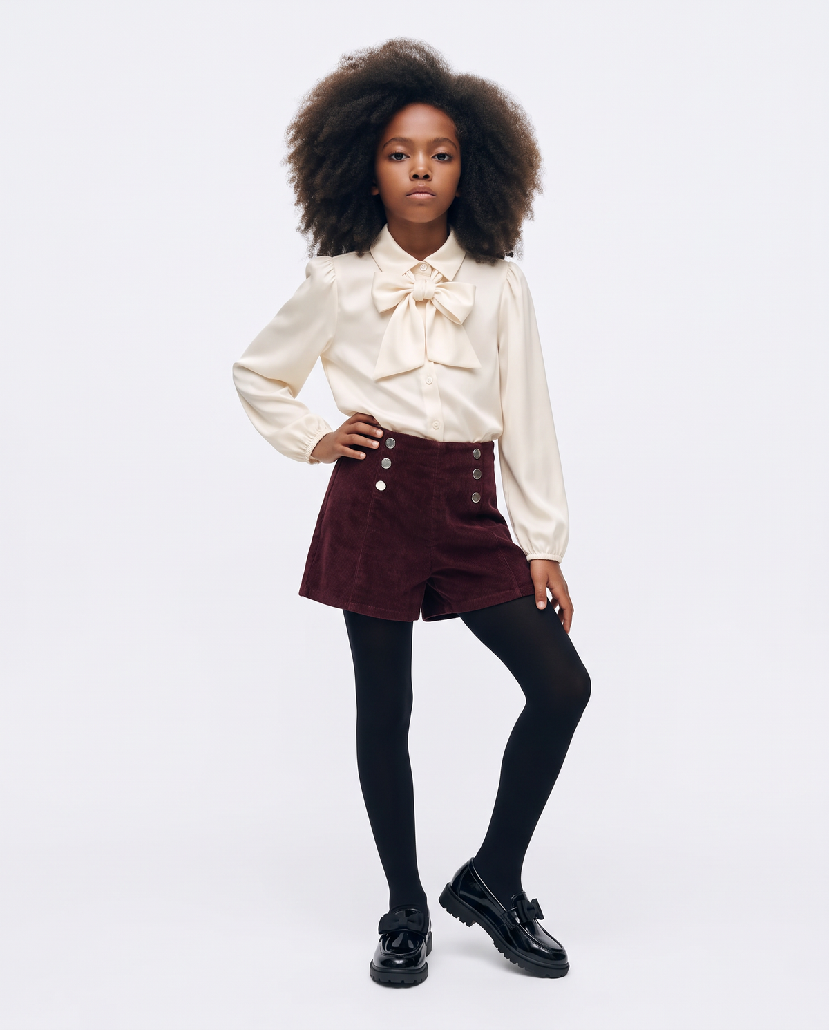 Short in velluto elastico con tasche e pieghe - Bordeaux