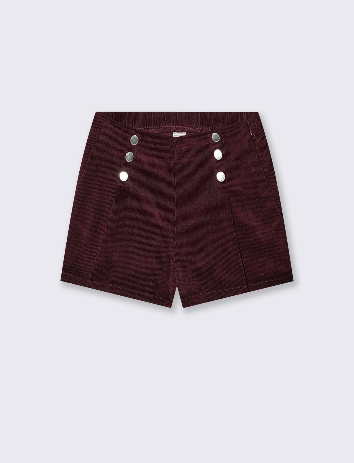 Short in velluto elastico con tasche e pieghe - Bordeaux