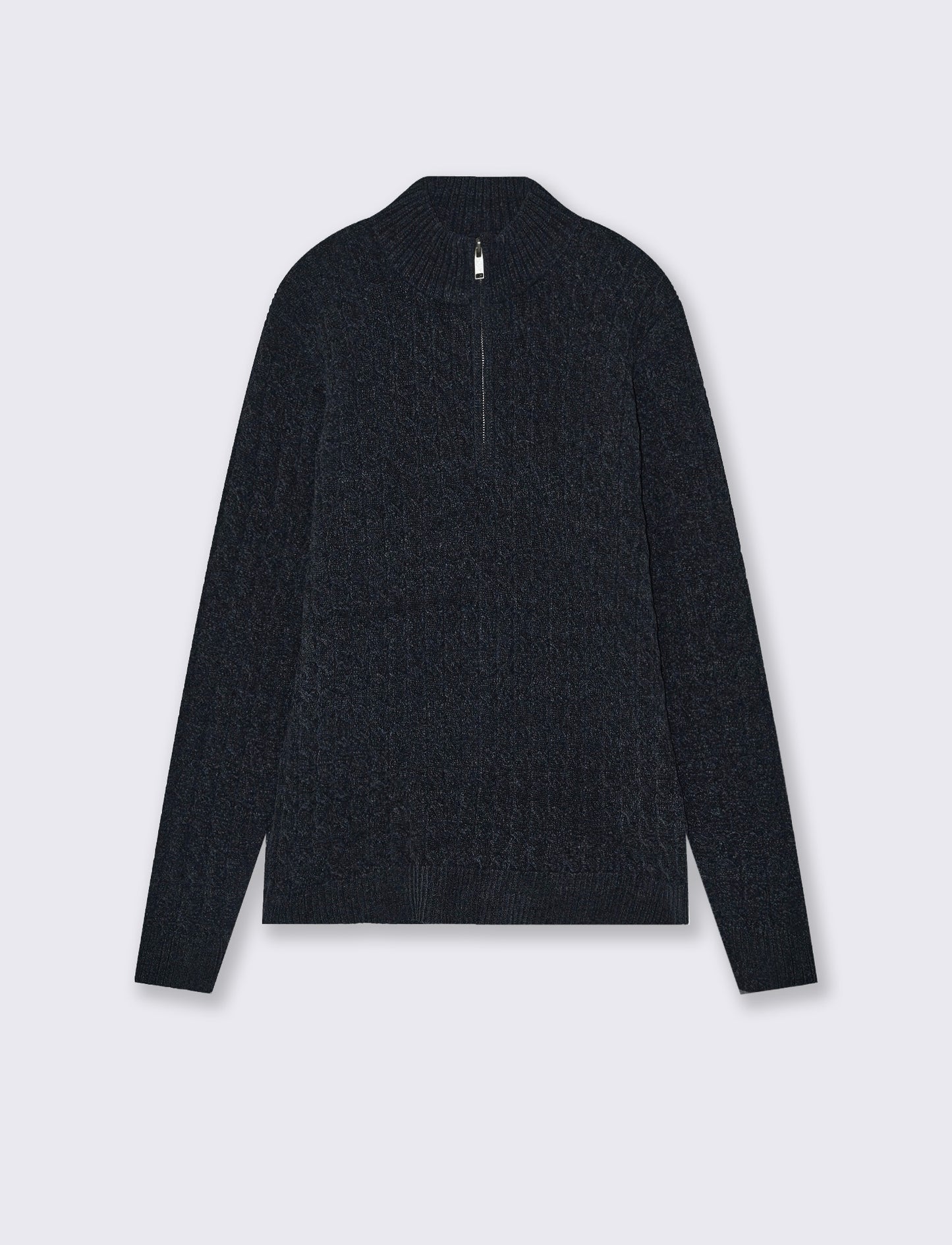 Maglia lupetto in ciniglia con cerniera - Blu
