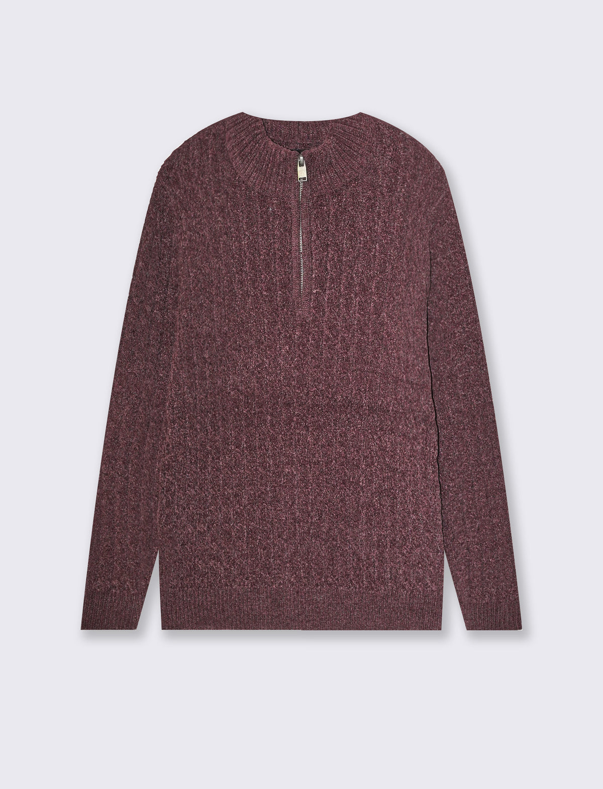 Velvet turtleneck sweater with zipper - Red