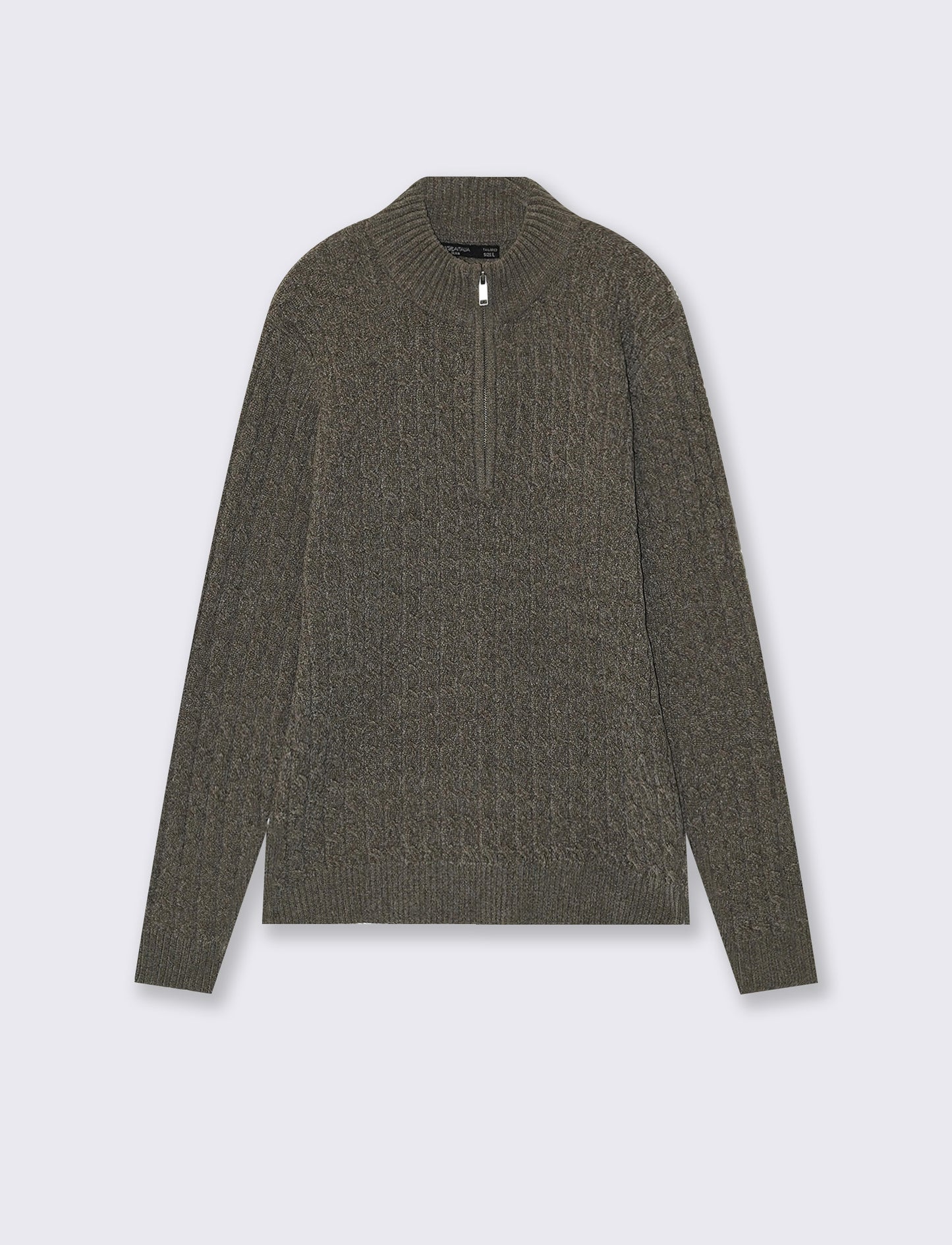 Velvet turtleneck sweater with zipper - Green