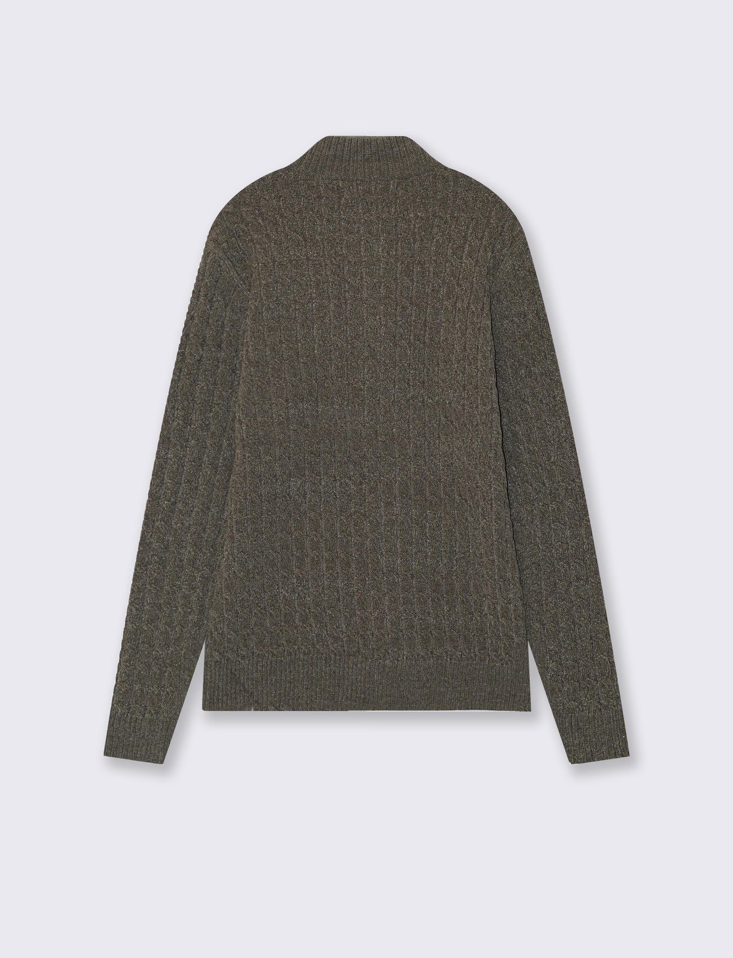 Velvet turtleneck sweater with zipper - Green