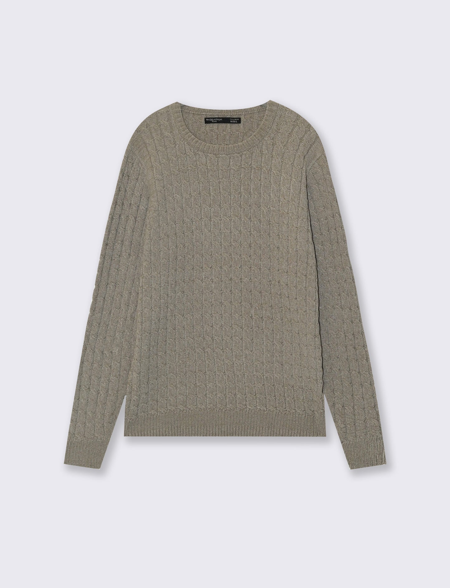Maglia girocollo a trecce in ciniglia - Beige