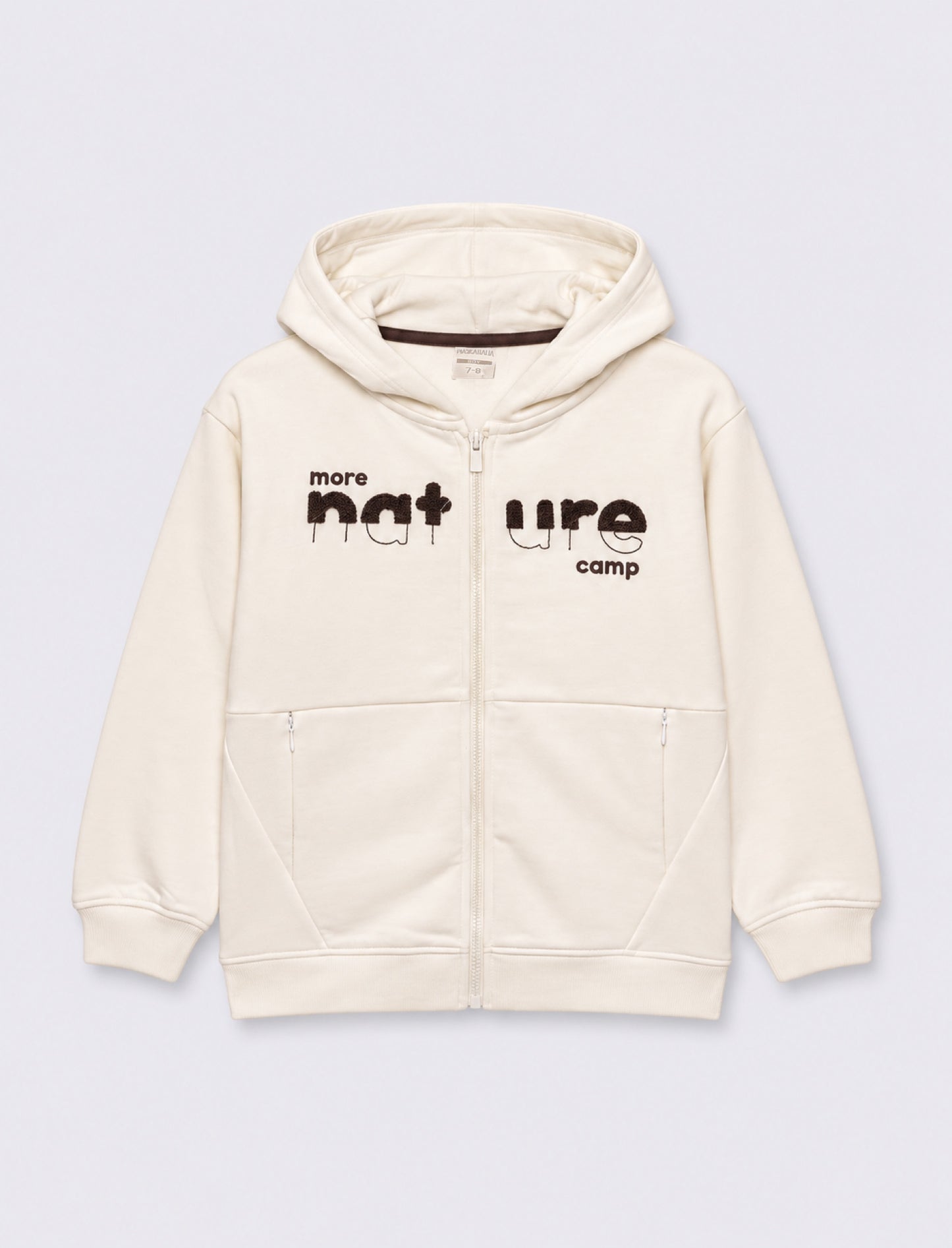 Felpa con cappuccio e zip invisibili - Bianco latte
