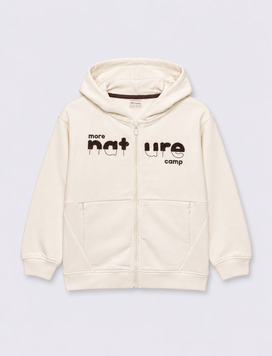 Hooded sweatshirt with invisible zip - White