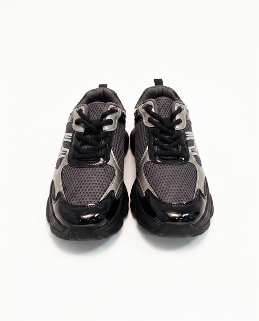 Men's Sneakers in Silver-Black Fabric - Black