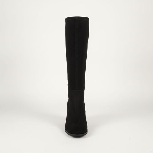 Black suede ankle boot with 80 mm heel - Black