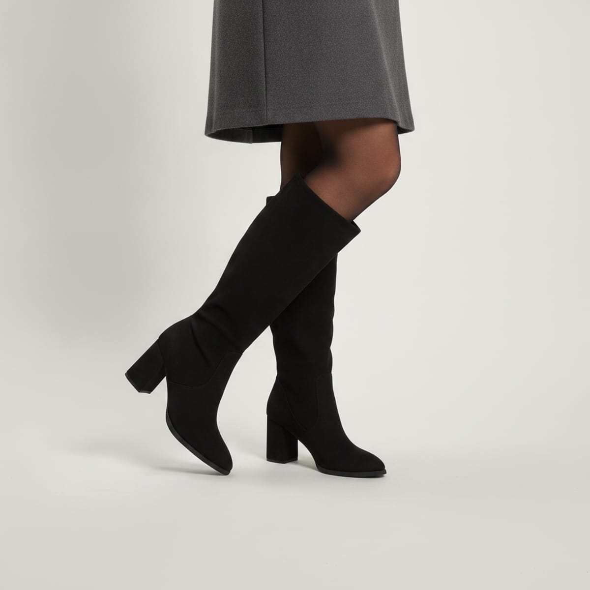 Black suede ankle boot with 80 mm heel - Black