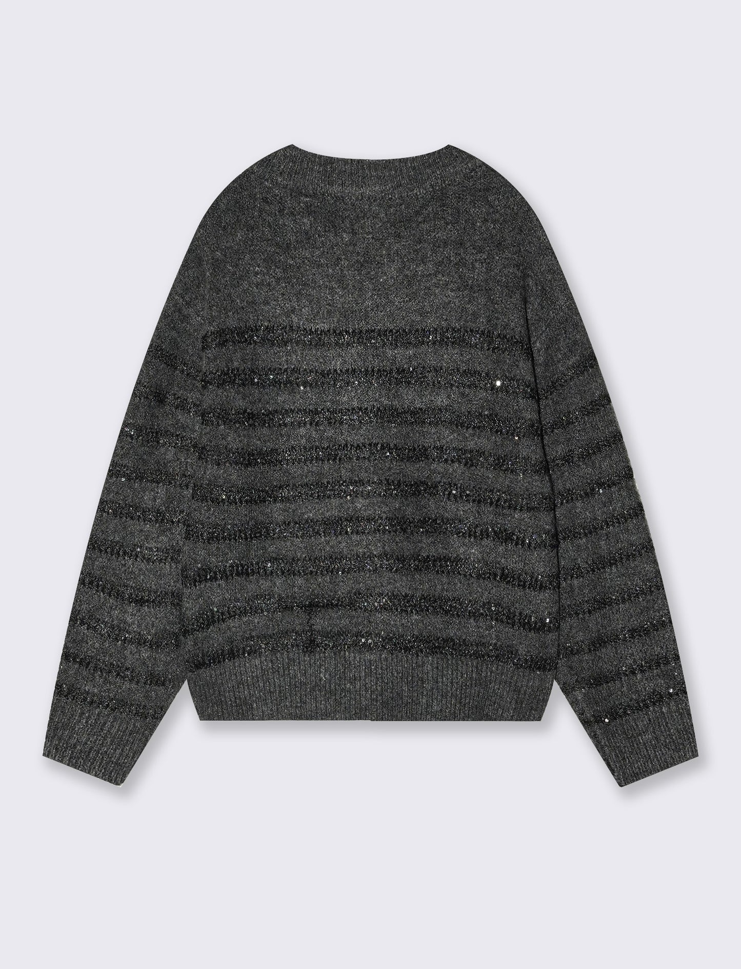 Pullover righe e micro-paillettes brillanti - Grigio