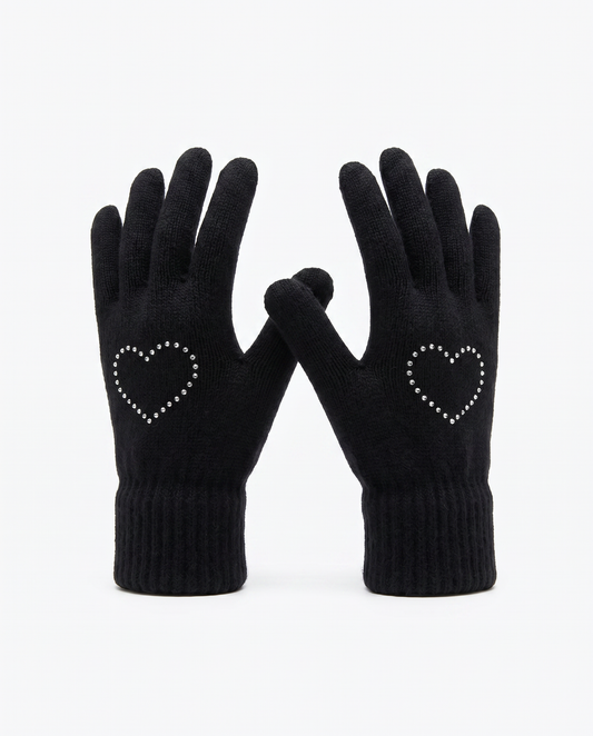 Girl's gloves with bow and lurex - Black