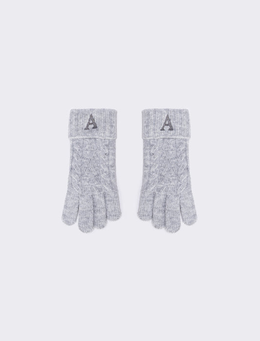 Men's Knit Gloves with Embroidered Letter - 