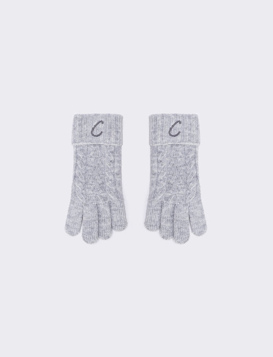 Men's Knit Gloves with Embroidered Letter - 