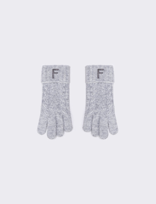 Men's Knit Gloves with Embroidered Letter - 