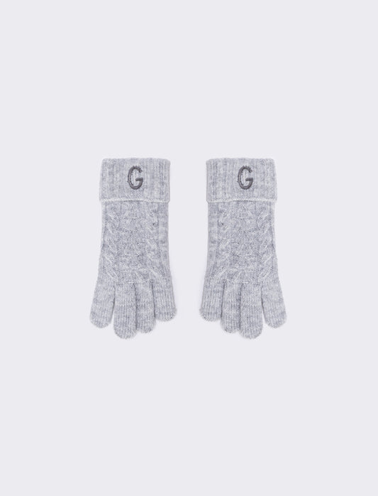 Men's Knit Gloves with Embroidered Letter - 