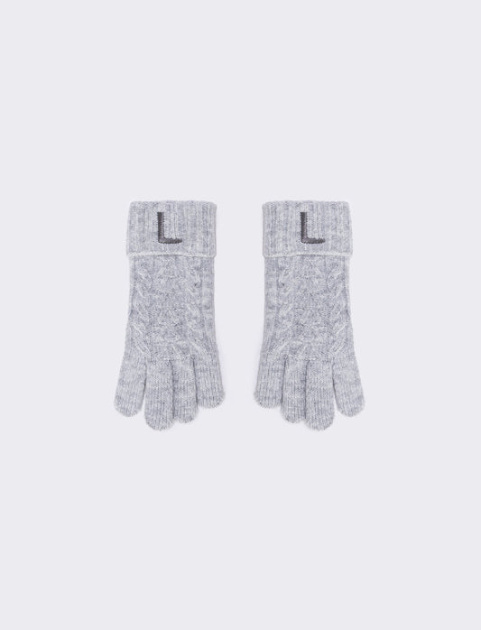 Men's Knit Gloves with Embroidered Letter - 