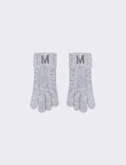 Men's Knit Gloves with Embroidered Letter - 