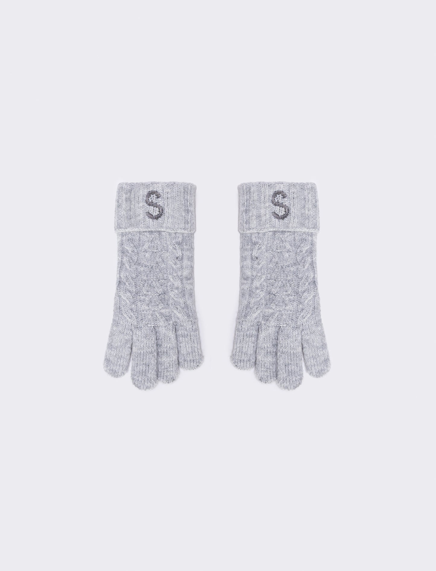 Men's Knit Gloves with Embroidered Letter - 