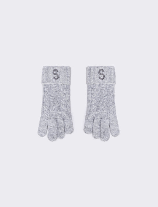 Men's Knit Gloves with Embroidered Letter - 
