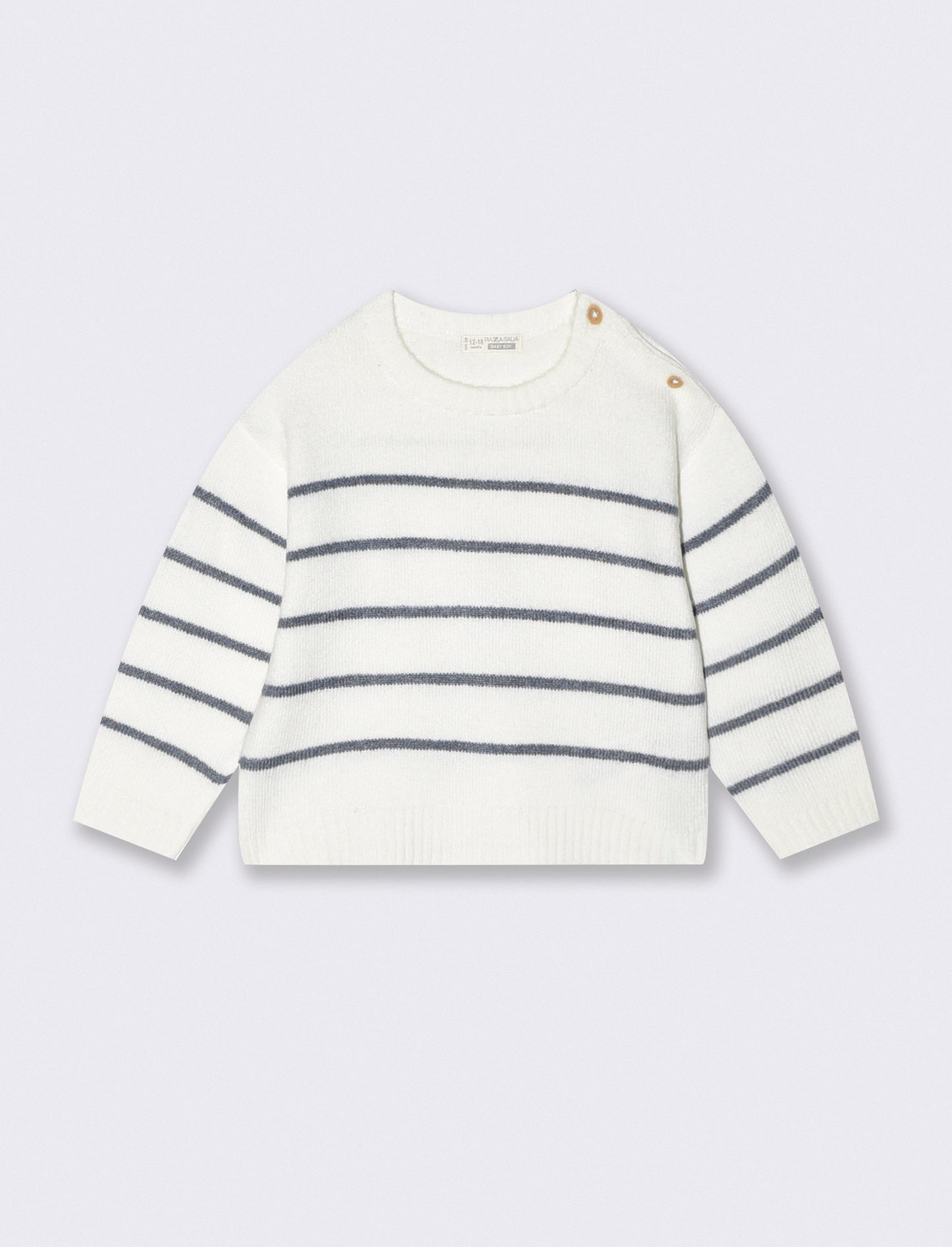 Striped crew neck sweater with buttons - Pattern