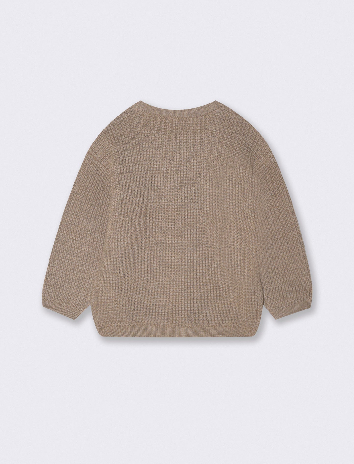 Striped crew neck sweater with buttons - Beige