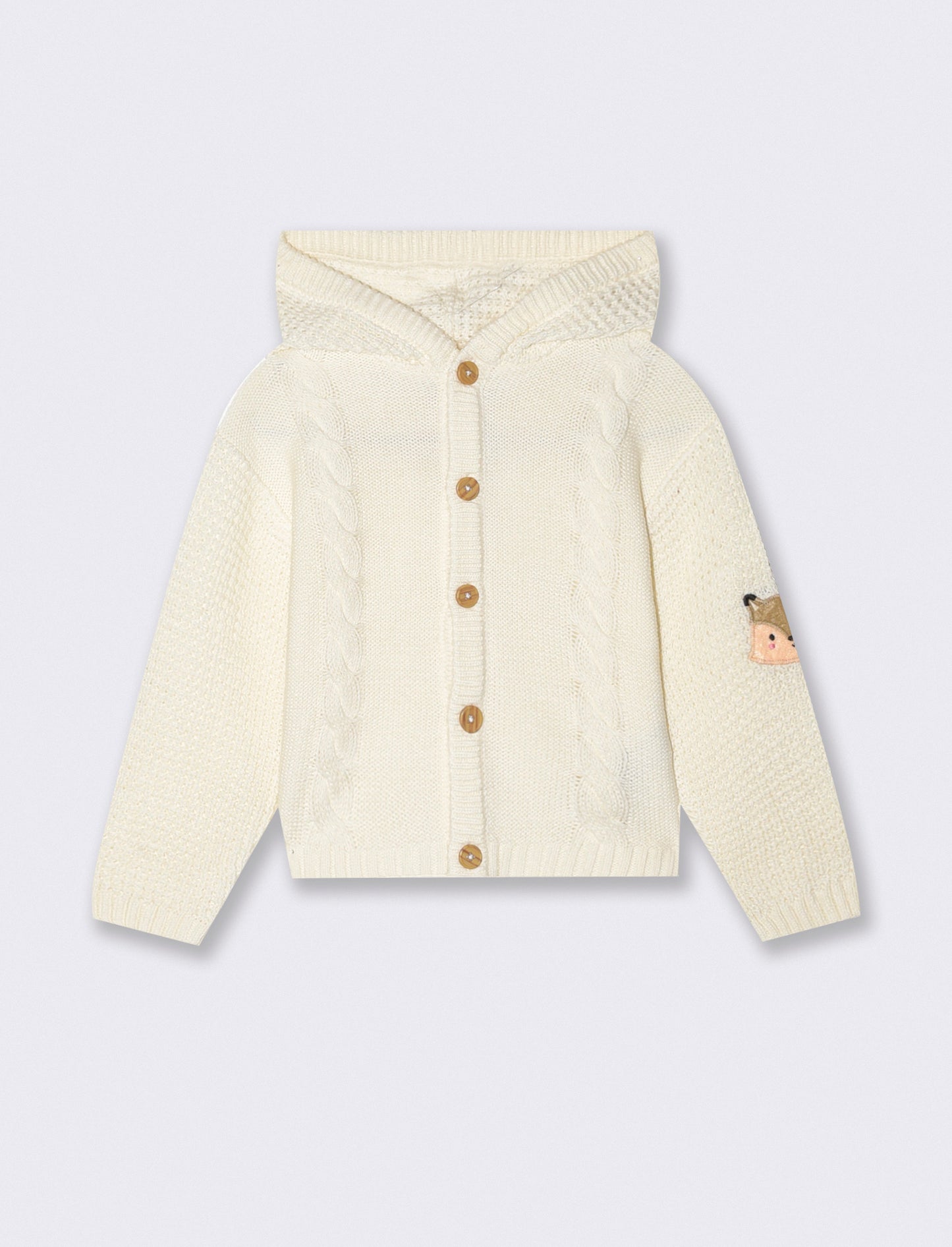 Hooded cardigan with decorative braids - Beige