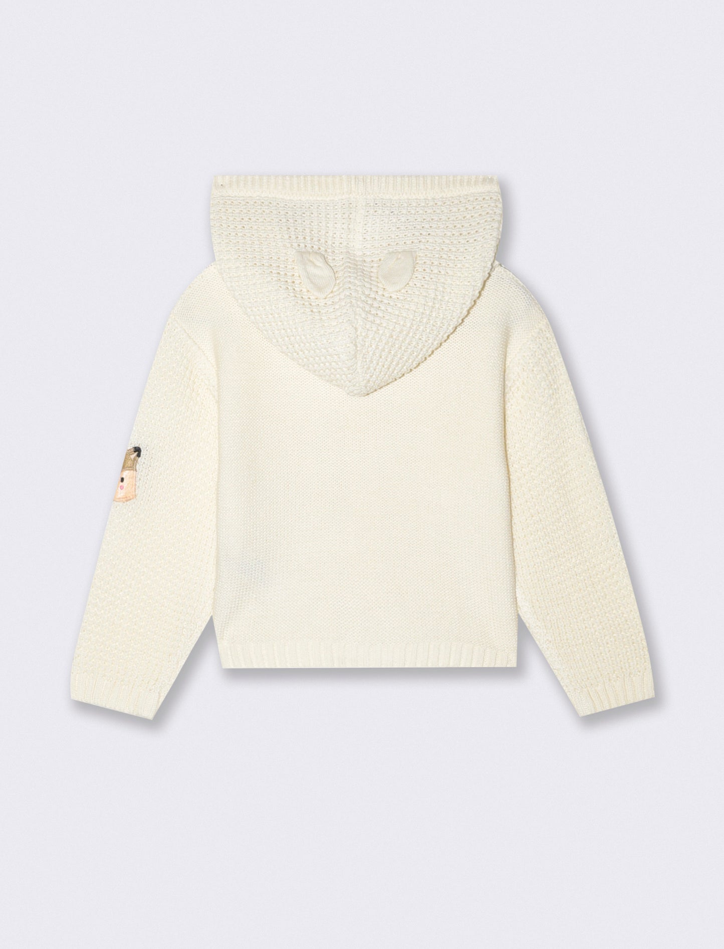 Hooded cardigan with decorative braids - Beige