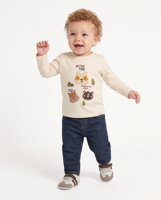 Crew neck T-shirt with print and embroidery - White