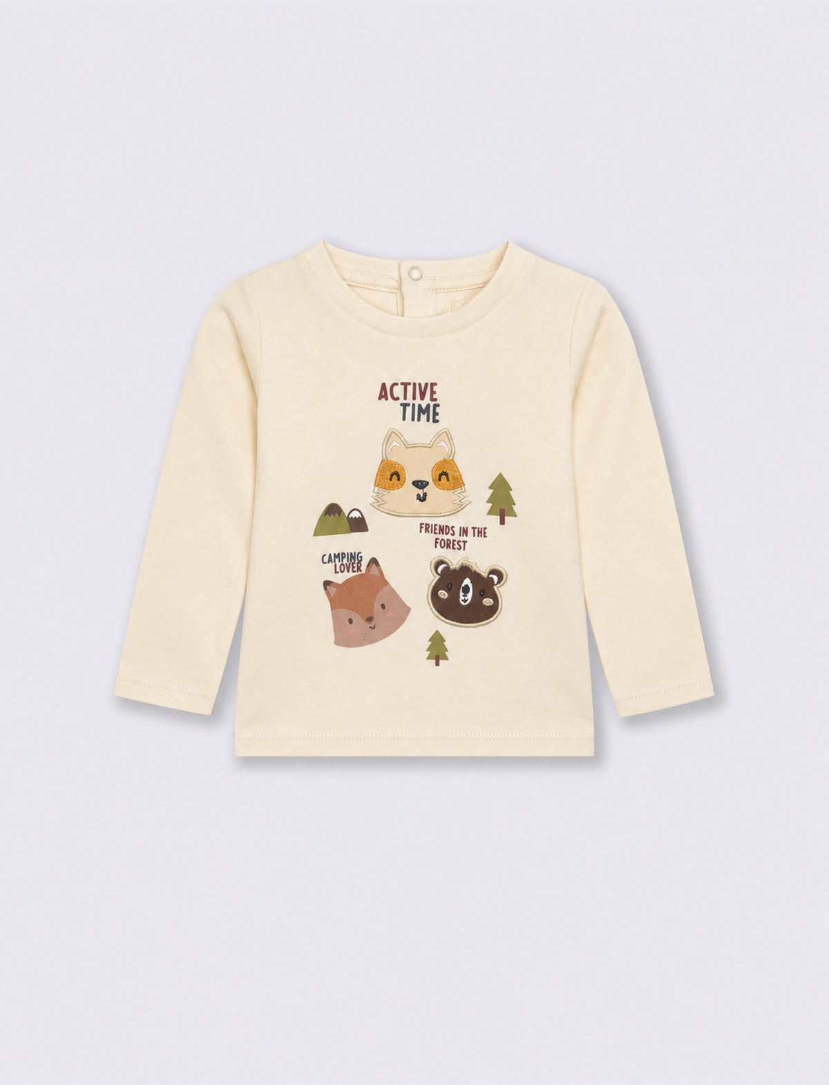 T-shirt girocollo con stampa e ricami - Bianco latte