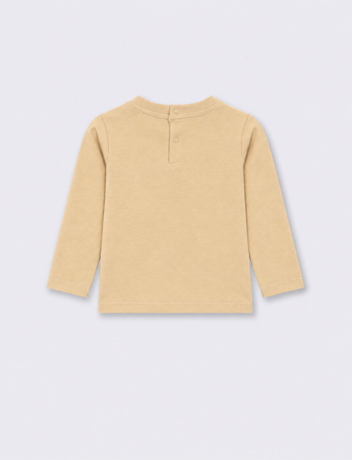 T-shirt girocollo con stampa e ricamo - Beige