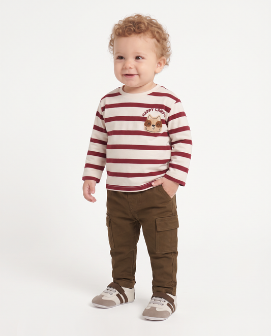 Striped T-shirt with fox patch - Pattern