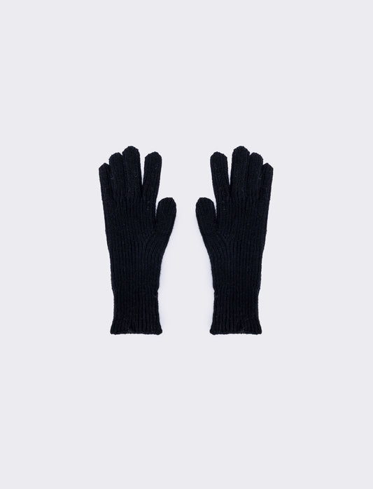 Guanti a coste medio touch elegante - Nero