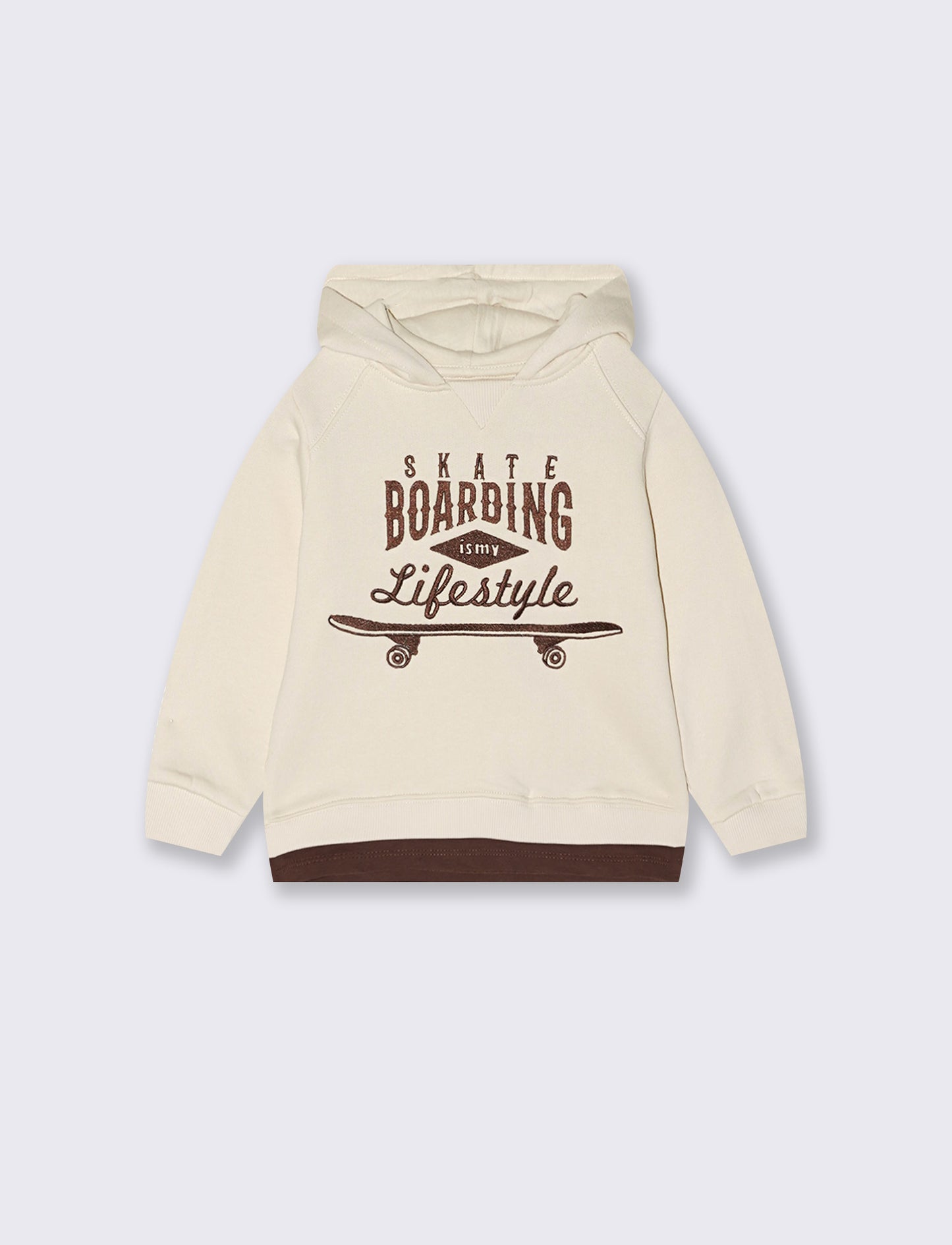 Felpa con cappuccio e ricamo sportivo - Beige