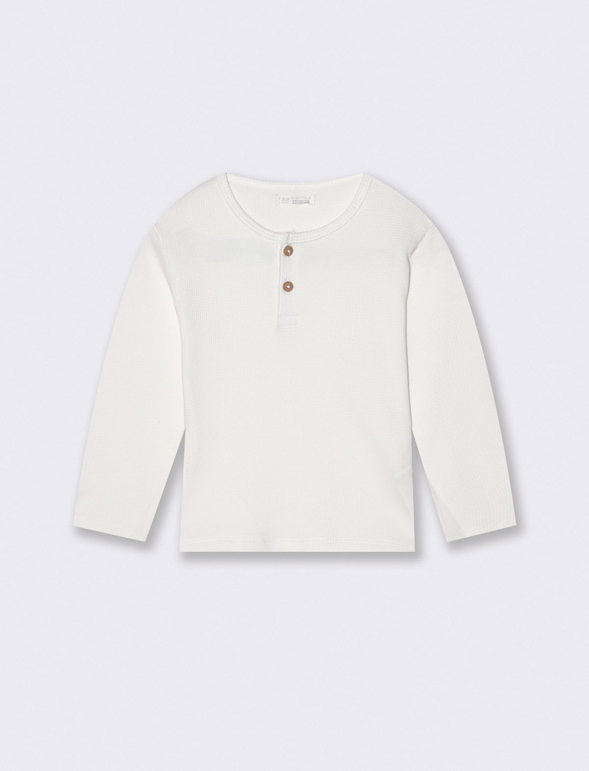 Waffle long sleeve henley t-shirt - White