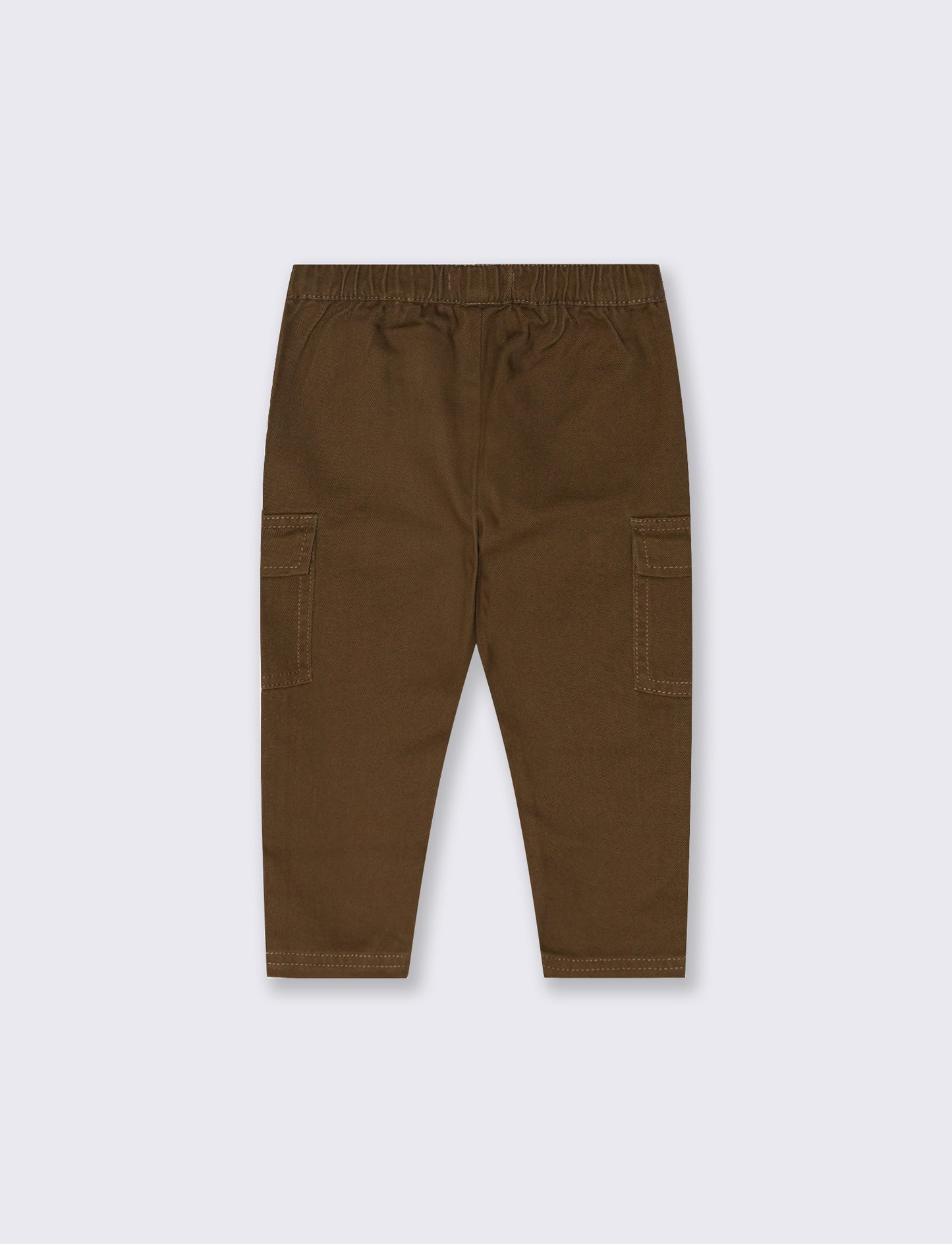 Pantaloni ampi in twill con elastico - Marrone
