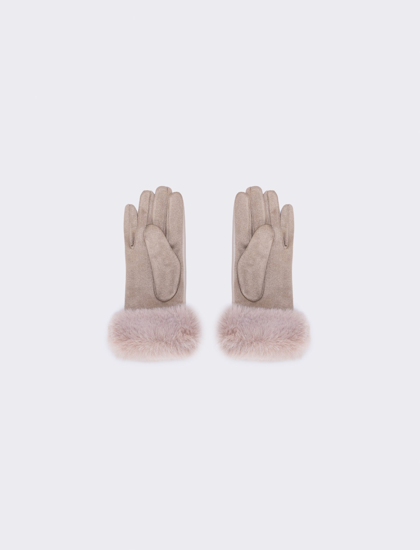 Faux leather gloves with fur - Beige
