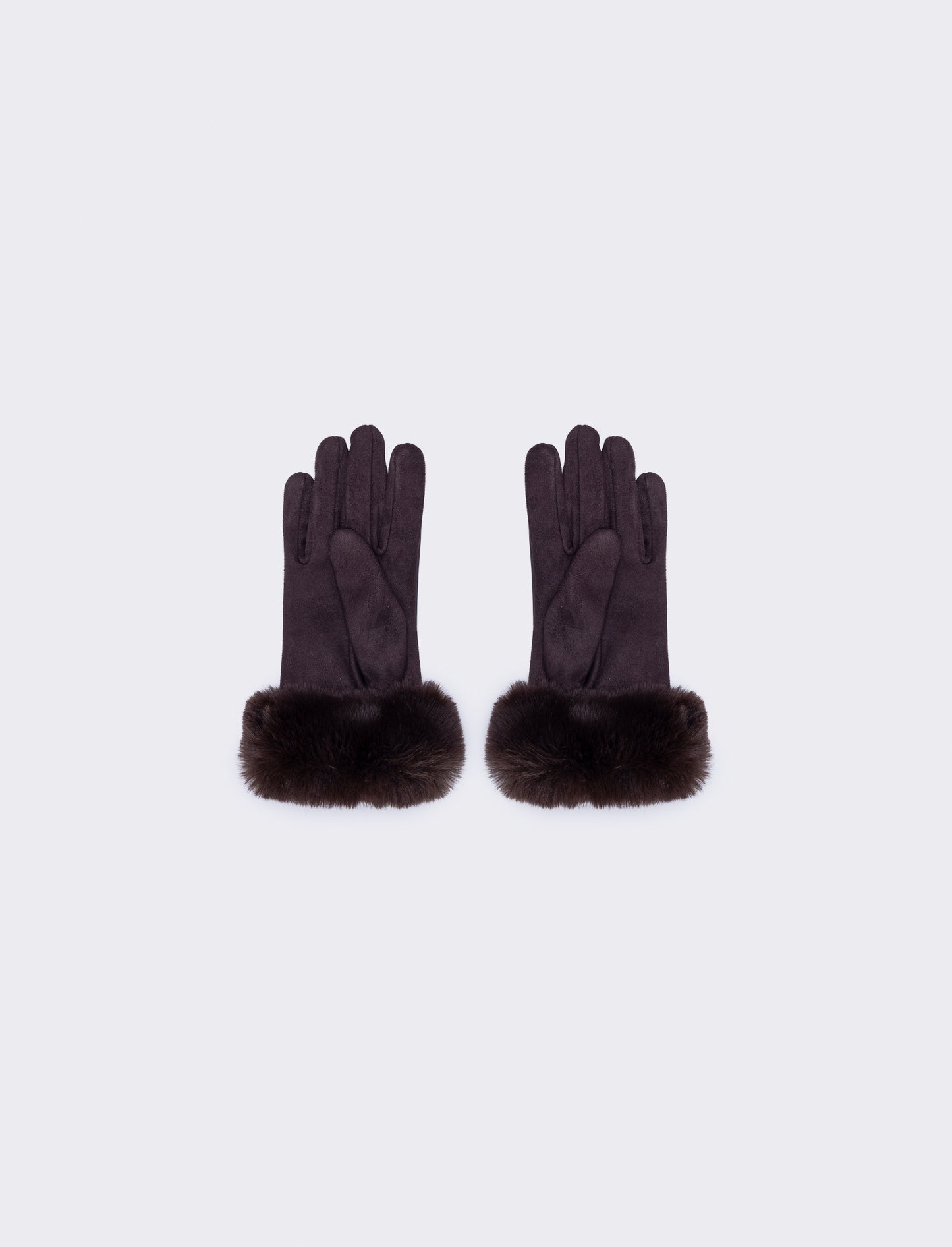 Faux leather gloves with fur - Brown