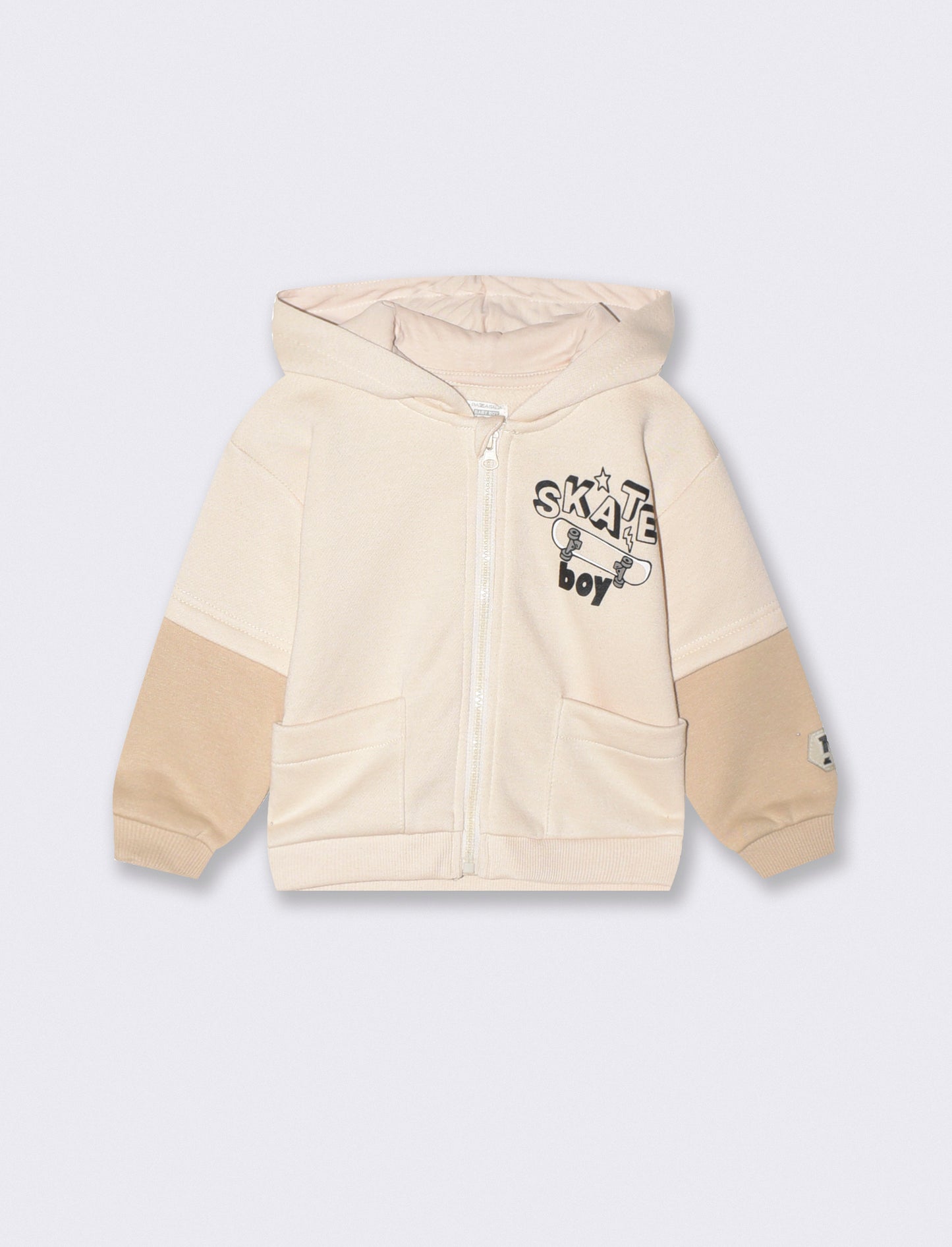 Felpa con cappuccio e doppia manica - Beige