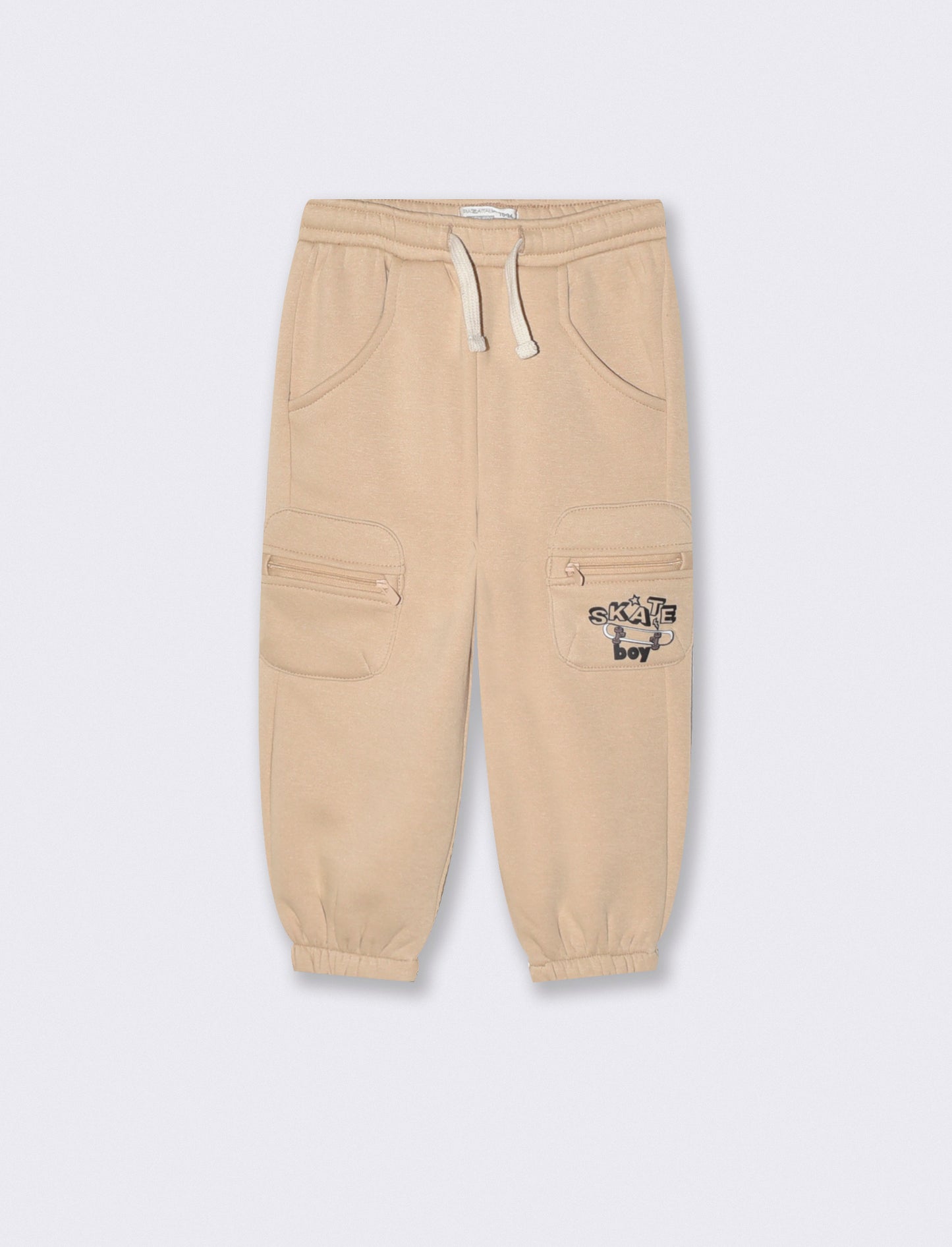 Jogger con tasche e coulisse in felpa - Beige